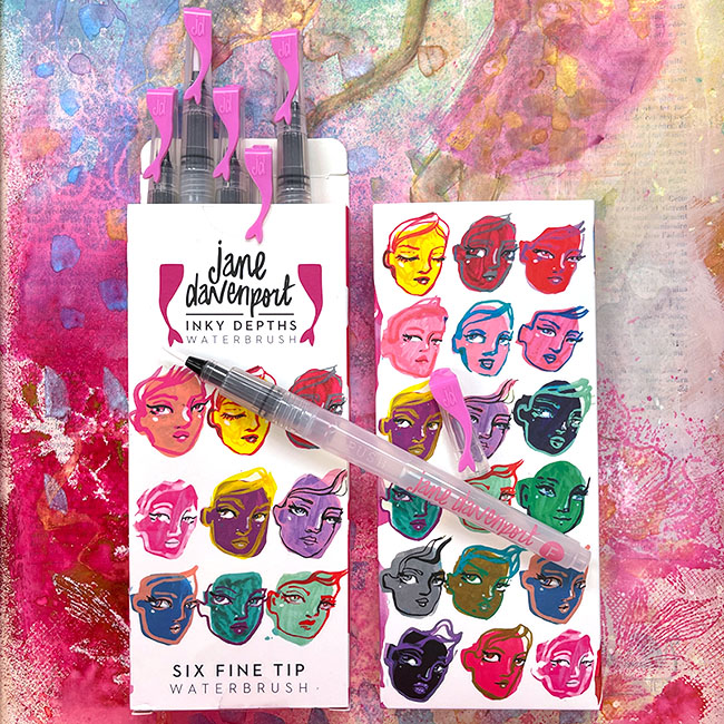Jane Davenport Inky Depths WaterBrush vannpensel 6 stk fin spiss