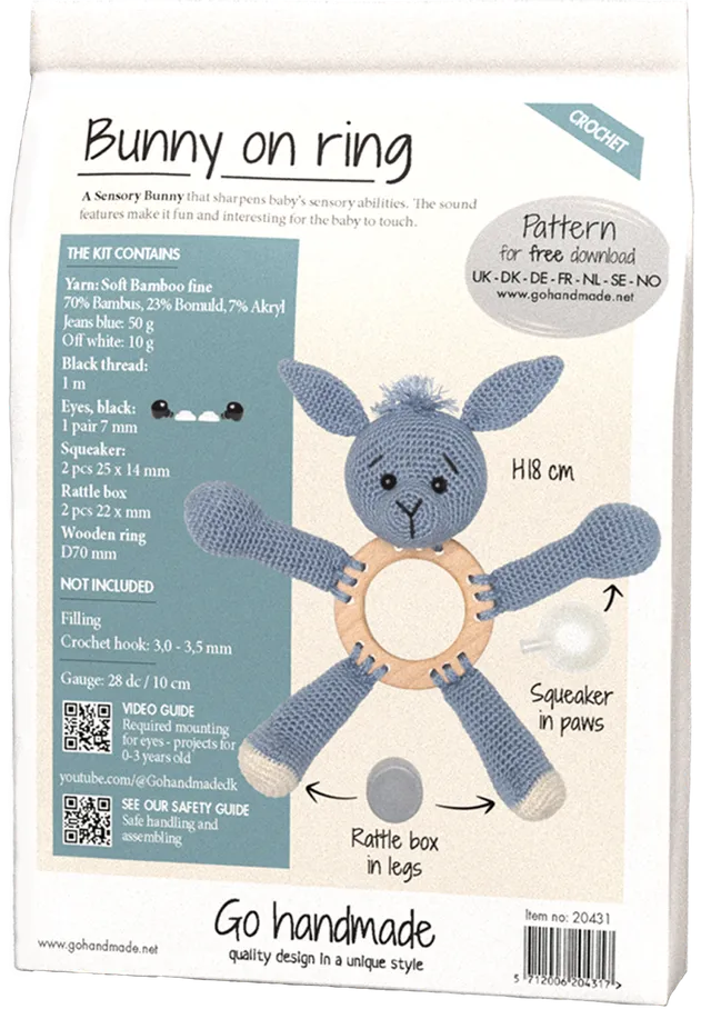 Go Handmade Bunny heklesett kanin jeansblå 18 cm