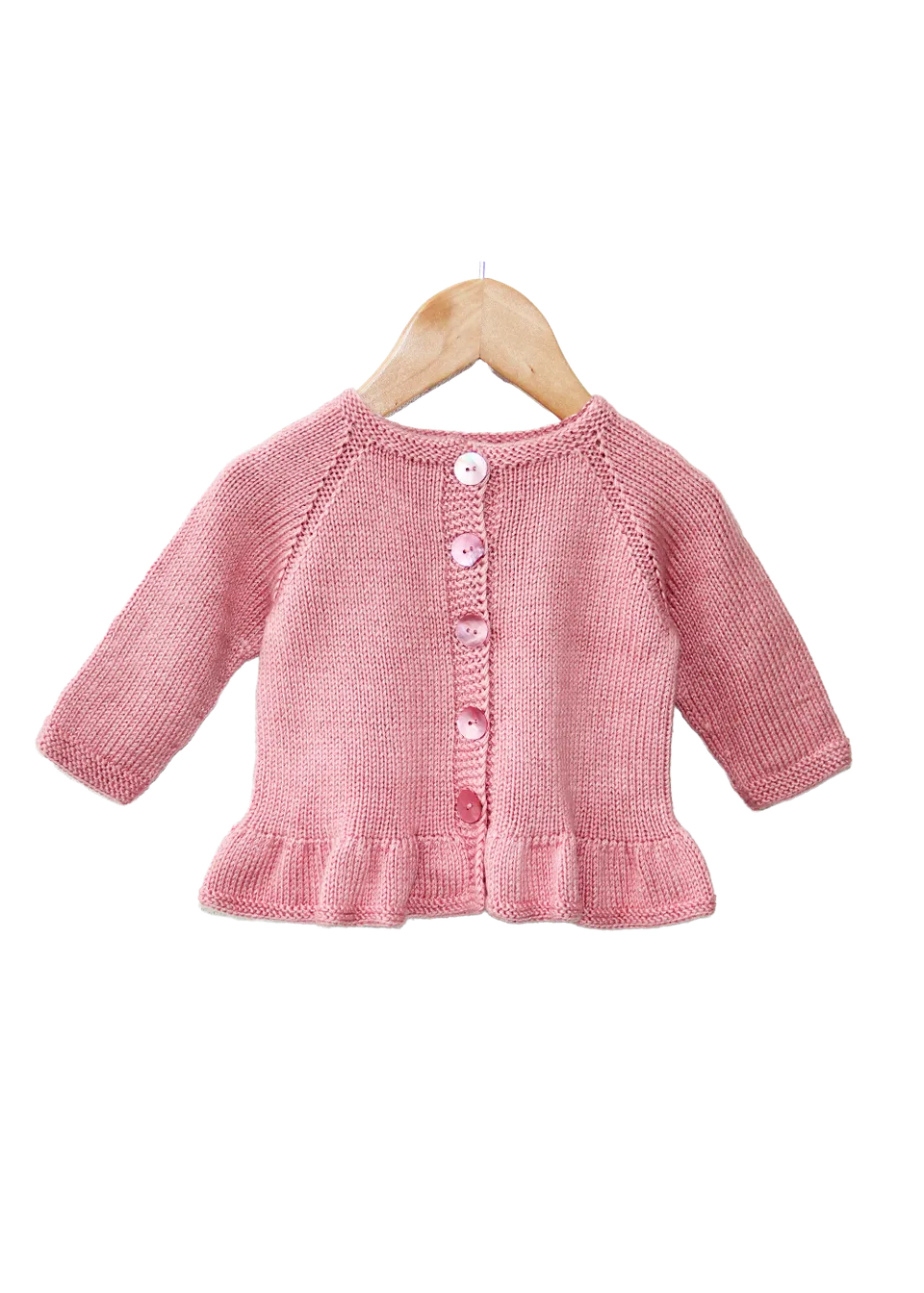 Go Handmade Cardigan Flounce strikkeoppskrift 3-6 mnd baby
