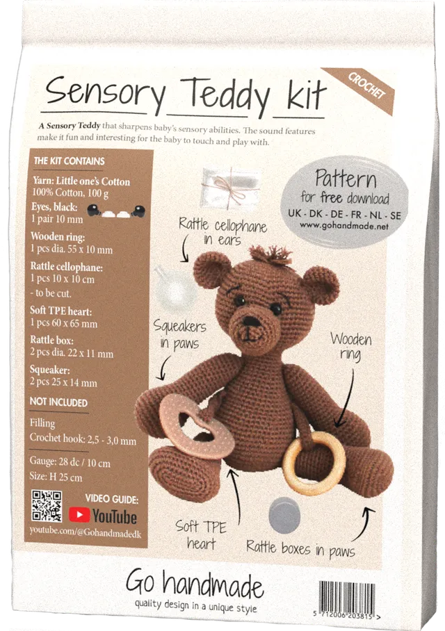 Go Handmade Sanse Teddy heklesett mørkebrun bomull