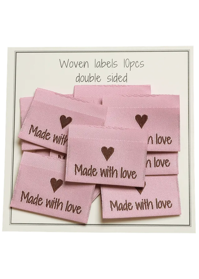 Go Handmade Made with Love merkelapper 35x19 mm 10 stk rosa