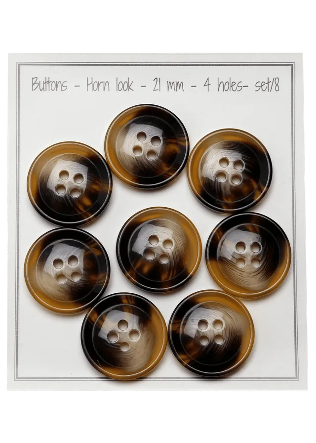 Go Handmade knapper hornlook 21 mm 8 stk