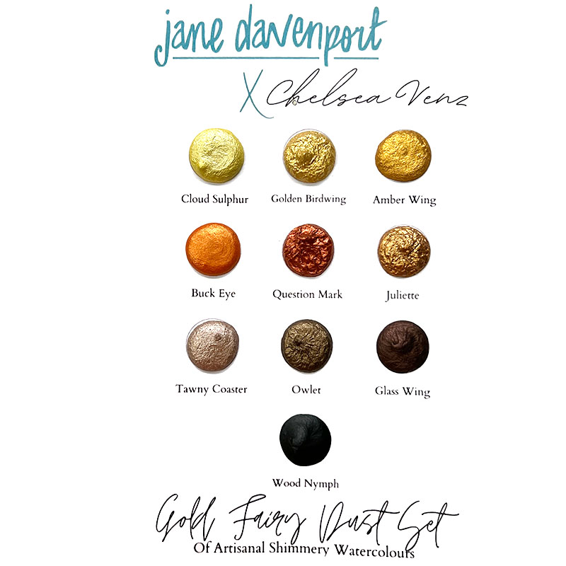Jane Davenport Fairy Dust akvarell dot cards håndlaget sett