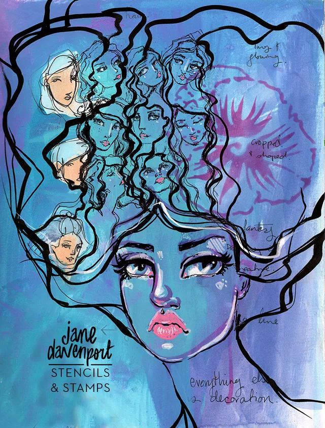 Jane Davenport Flower Girl sjablonger 3-pakning ansikter