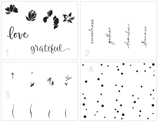 The Crafters Workshop TCW6018 Word Flowers sjablong A2 lagdelt