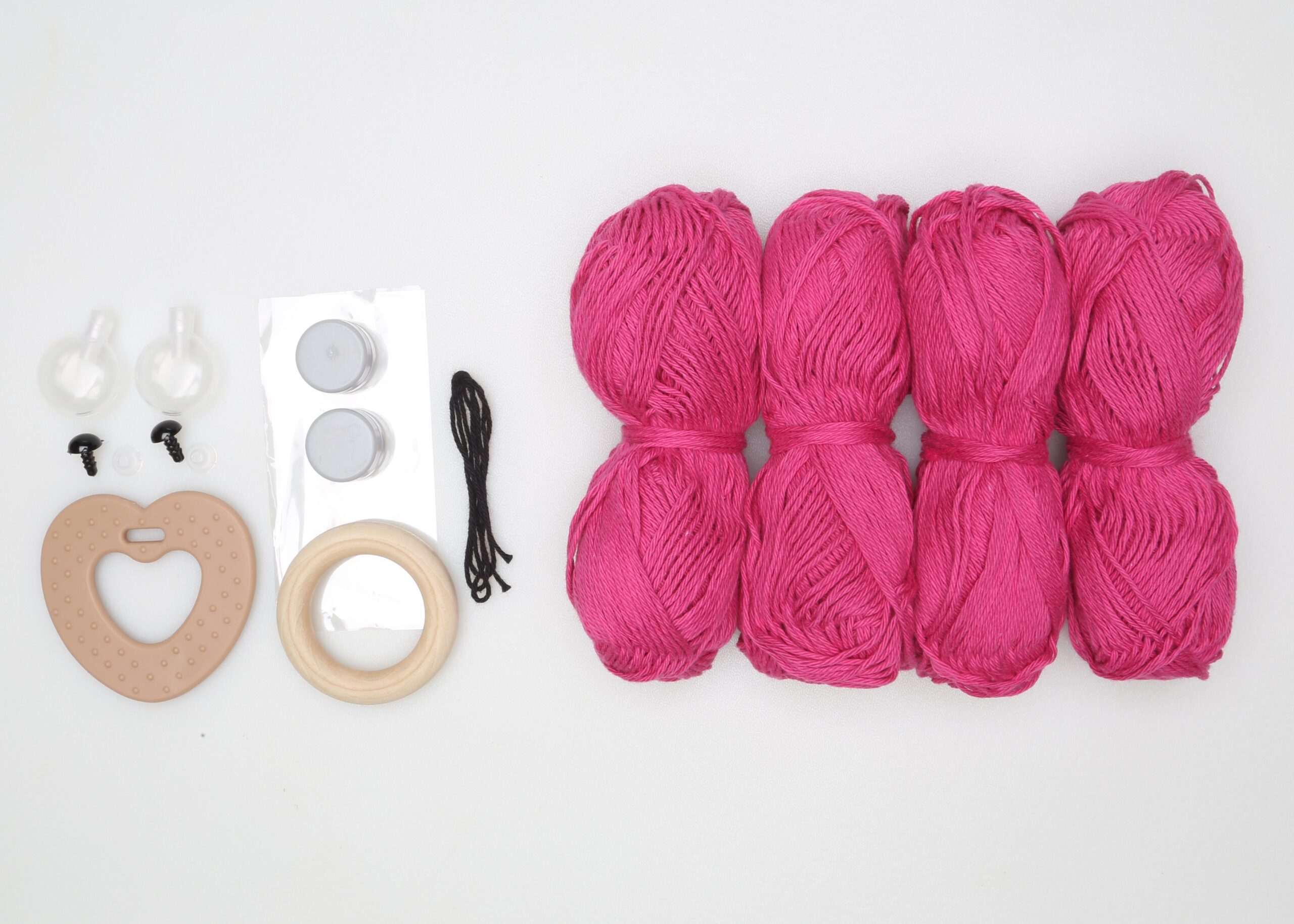 Go Handmade Sensory Teddy heklesett mørk rosa bomull