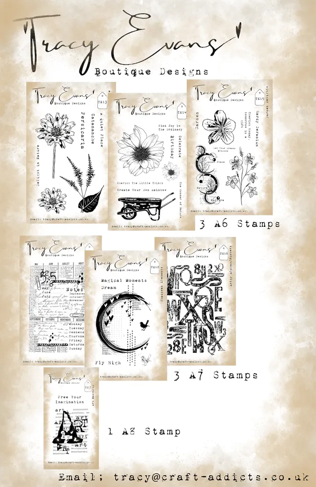 Tracy Evans Design B005 Bundle TE11-TE17 stempelpakke stor