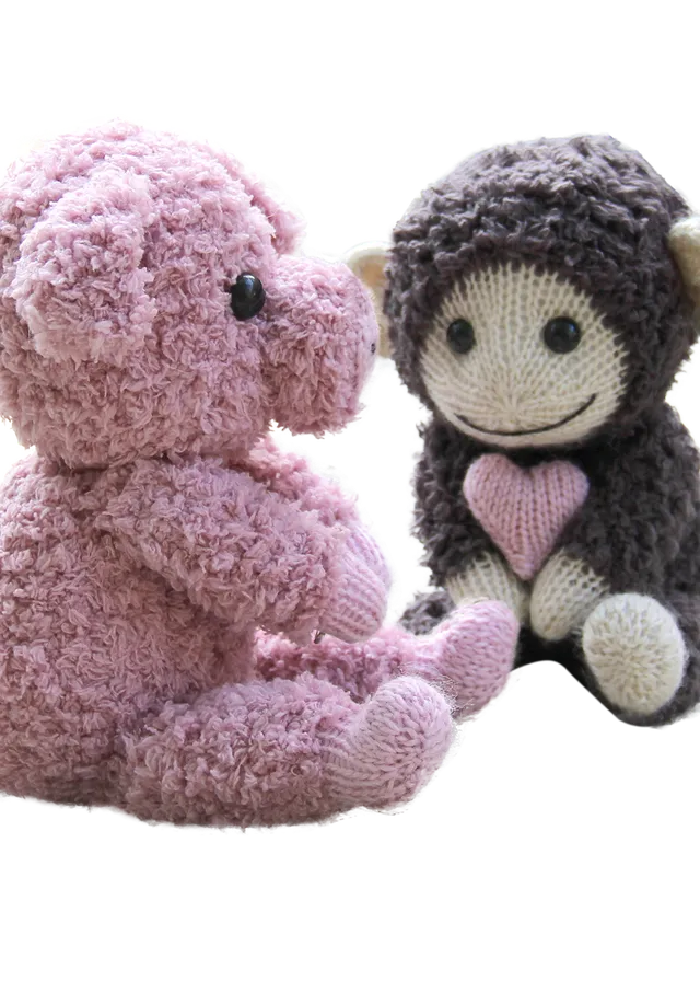 Go Handmade Lotte & Luffe oppskrift gris og ape 27 cm