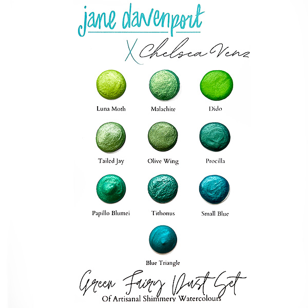 Jane Davenport Fairy Dust akvarell dot cards håndlaget sett