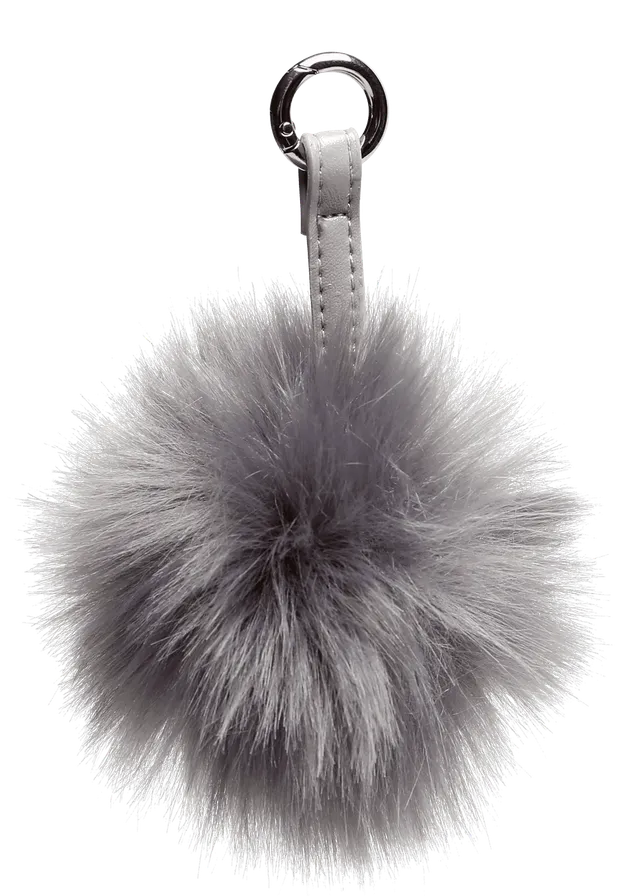 Go Handmade pompong charm 11 cm grå/grå pelsdusk