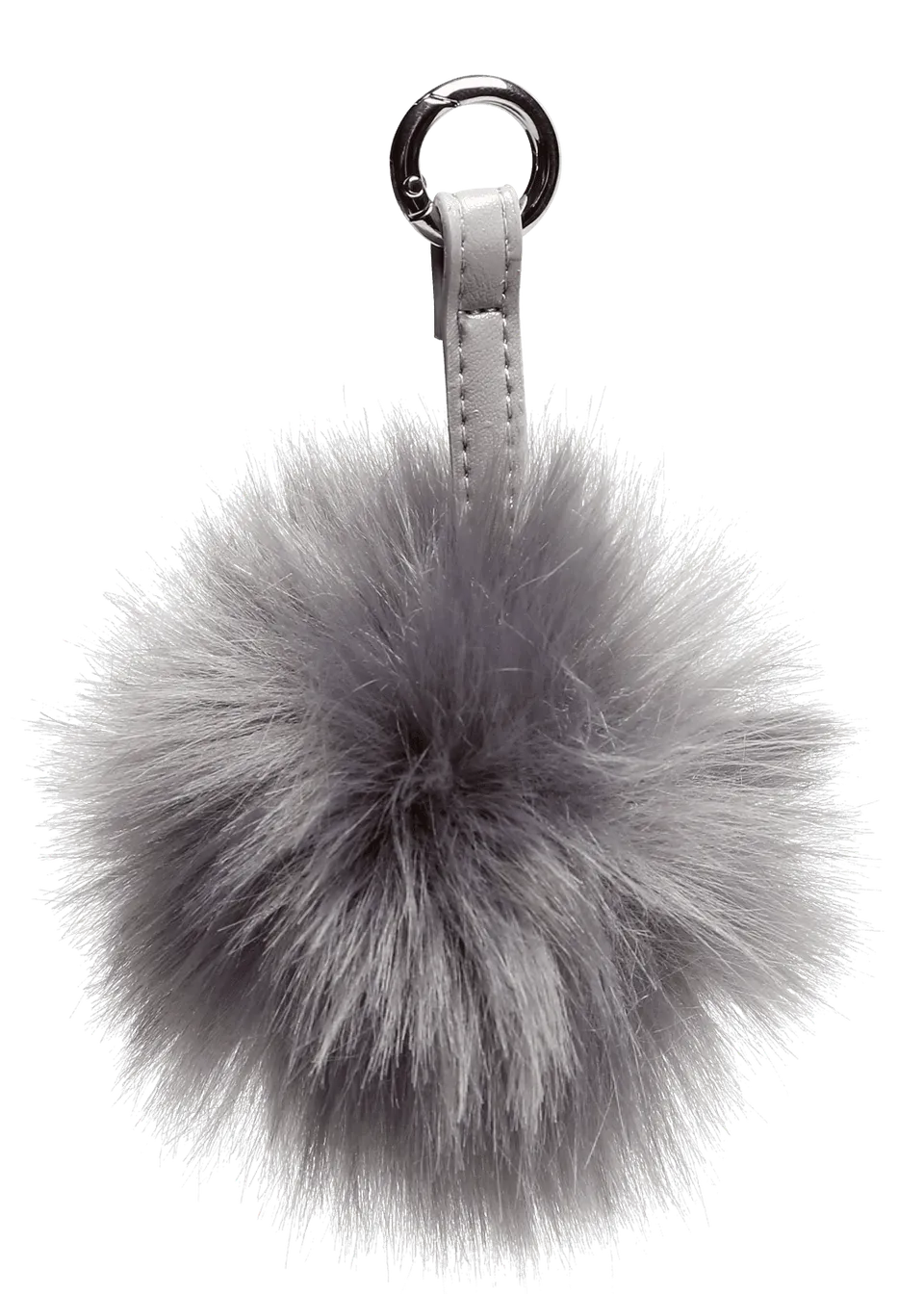 Go Handmade pompon charm 11 cm grå fuskepels