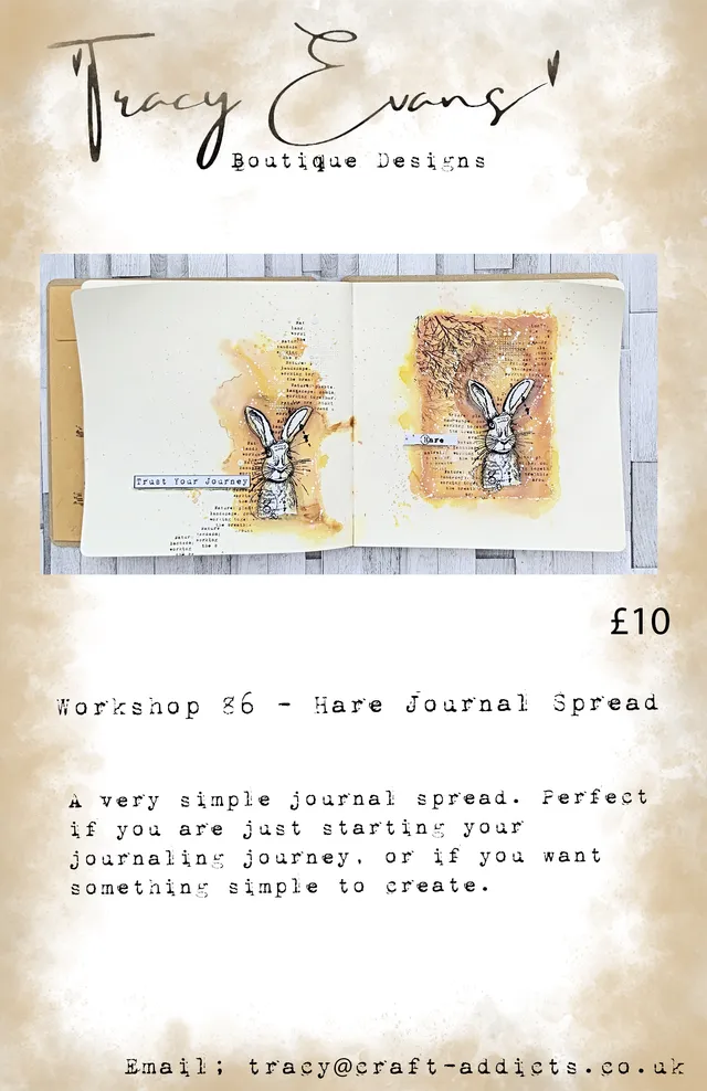 Tracy Evans Design Workshop 086 Hare Journal Spread nettkurs