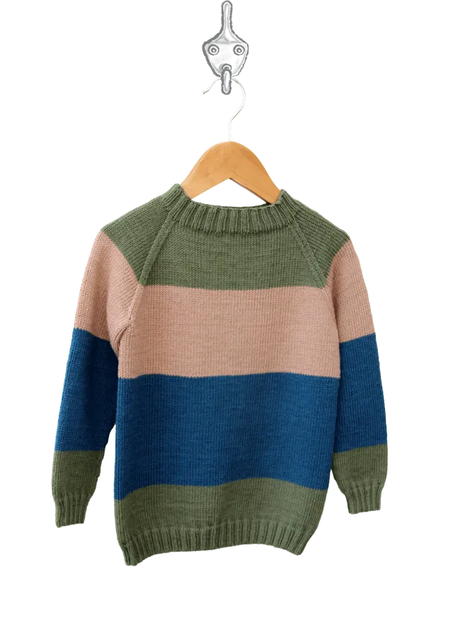Go Handmade Stripe Raglan strikkeoppskrift gutt 1–12 år