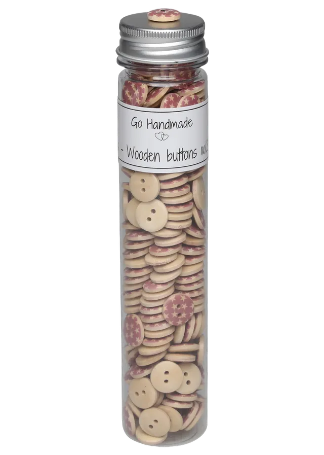 Go Handmade treknapp rosa stjerne 15 mm