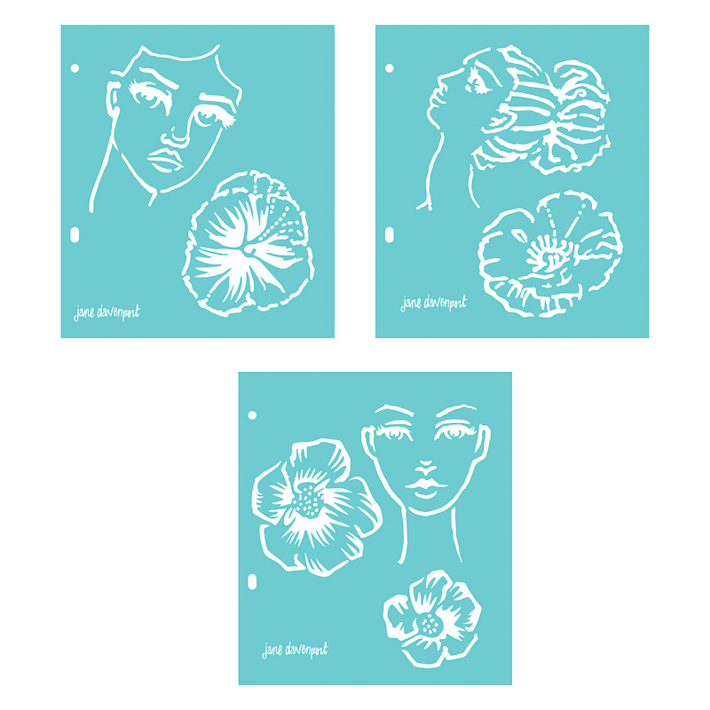 Jane Davenport Flower Girl sjablonger 3-pakning ansikter