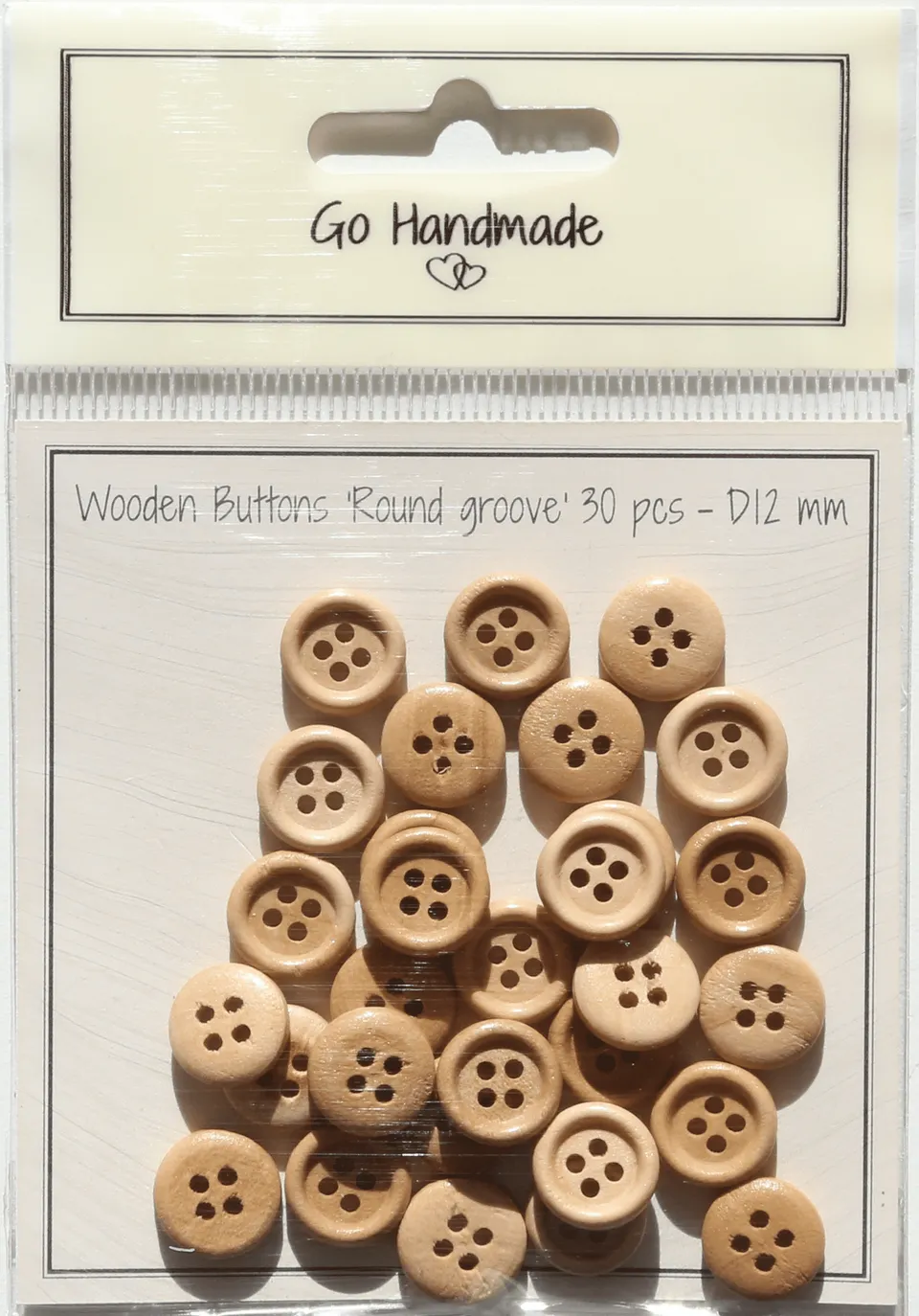 Go Handmade Round treperler 12 mm 30-pk naturell