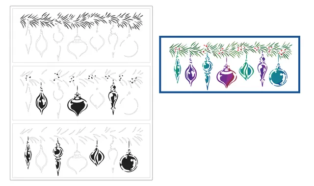The Crafters Workshop TCW6007 Ornaments slimline sjablong julekuler