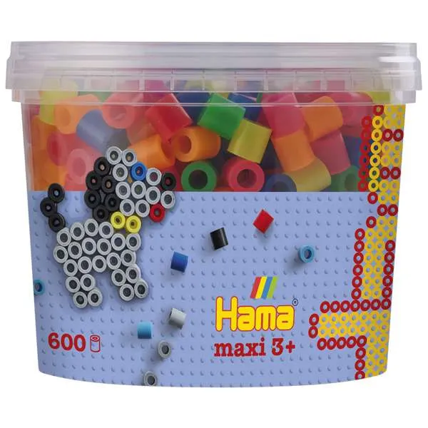 Hama Maxi perler neon mix boks 600 stk 10 mm