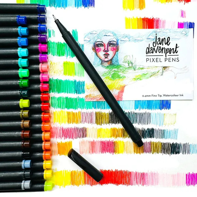 Jane Davenport Pixel Pens fineliner 36 farger presisjon