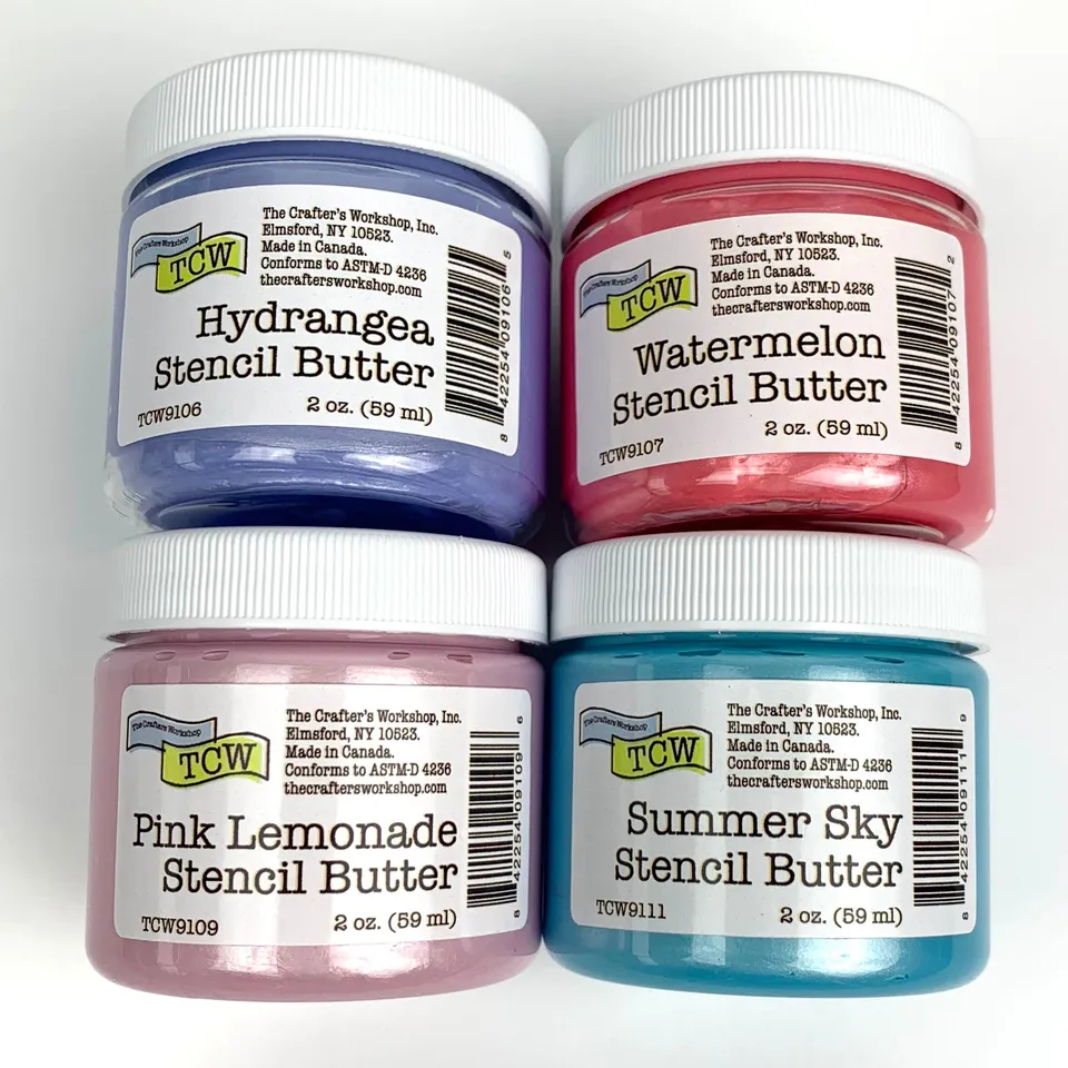 The Crafters Workshop TCW9115 Blooms stencil butter 4-pk shimmer
