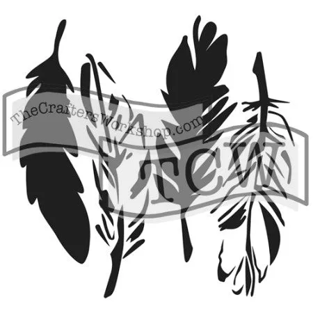 The Crafters Workshop TCW405 sjablong 6x6 4 Feathers