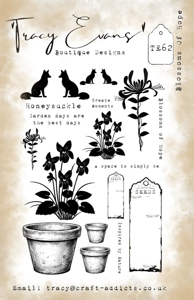 Tracy Evans Design TE062 Blossoms of Hope stempel A5 blomst