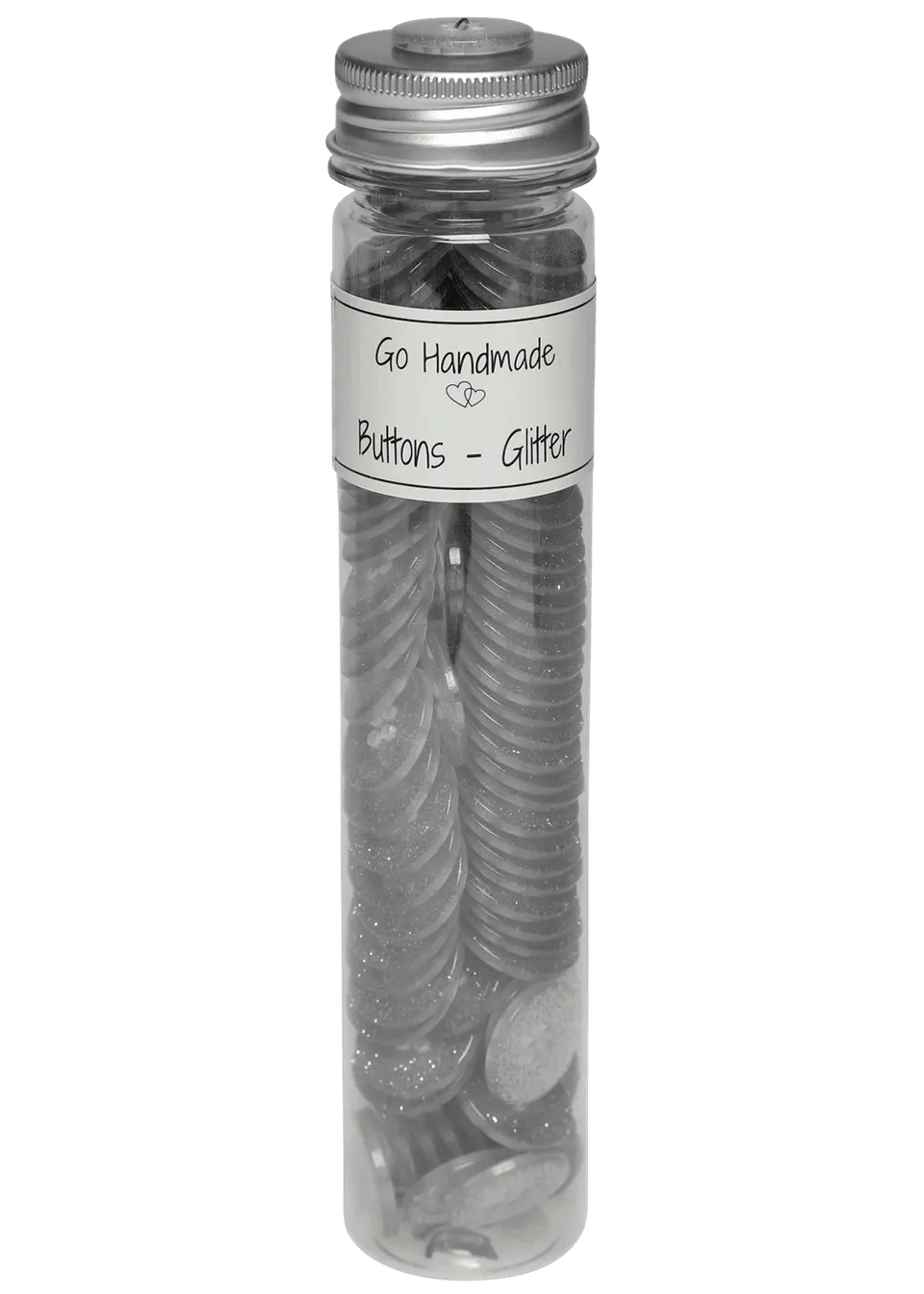 Go Handmade Glitter Deluxe knapper 21 mm sølv 125 stk