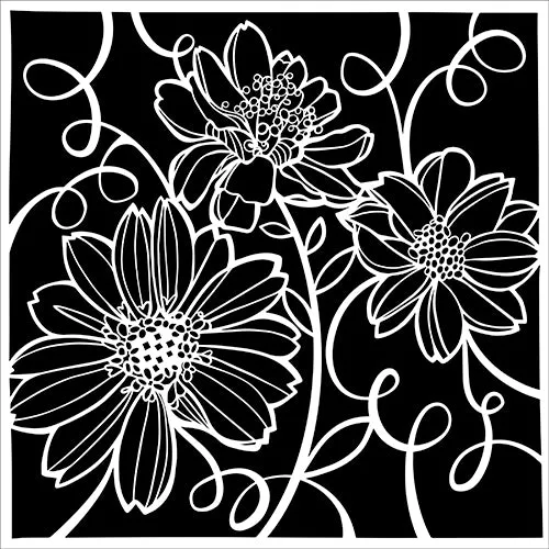 The Crafters Workshop TCW1059 Tangled Flora sjablong 6x6 blomster