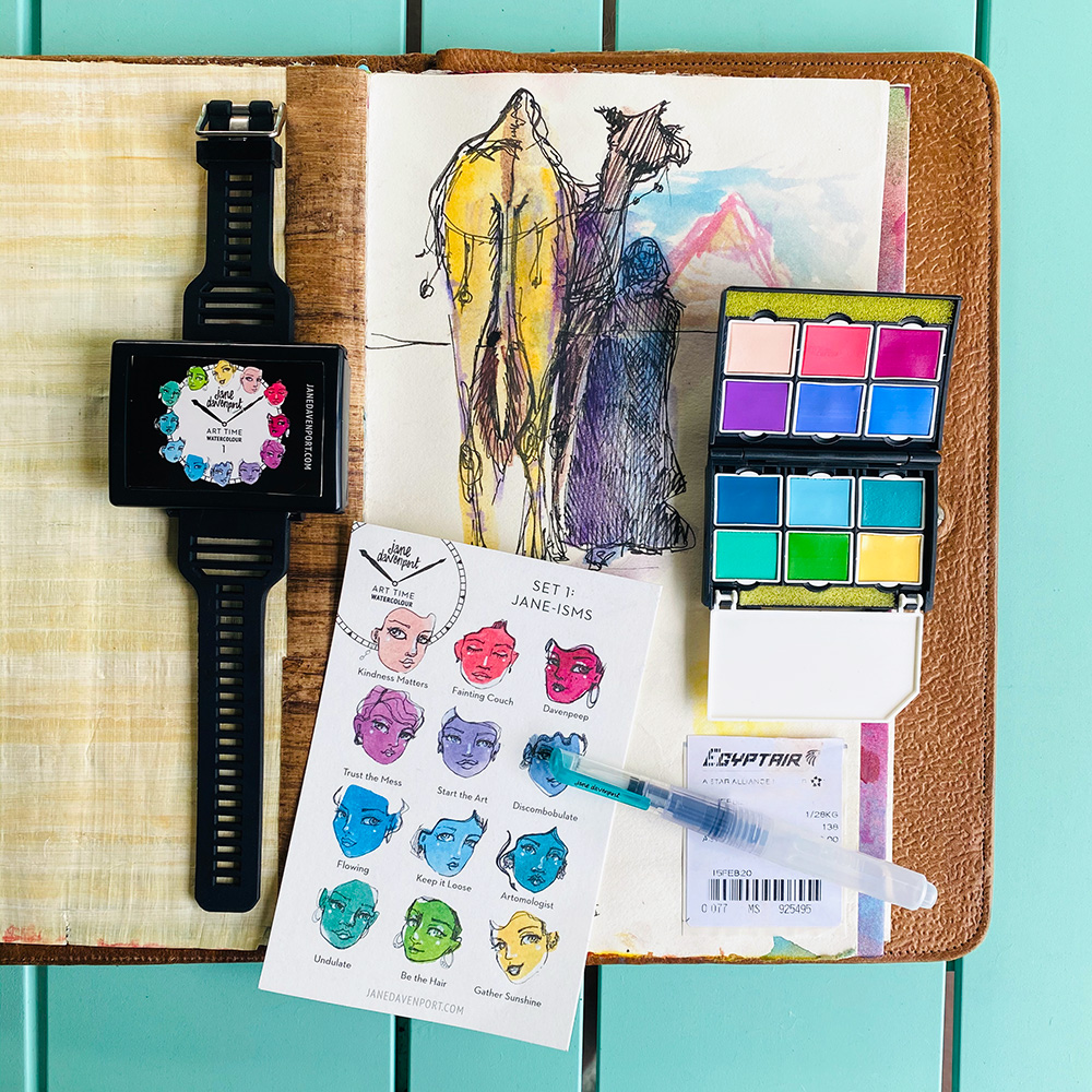 Jane Davenport Art Time Collection akvarellsett reise hendig