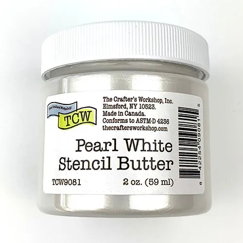 The Crafters Workshop Stencil Butter Pearl White strukturpasta 2oz hvit