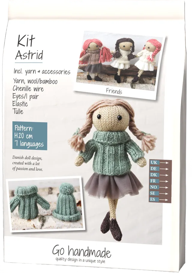 Go Handmade Astrid strikkekit med garn og tilbehør