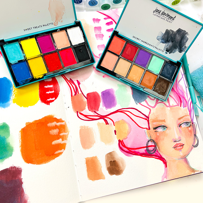 Jane Davenport LayerCake Bite-sized akvarellpalett bundle kompakt