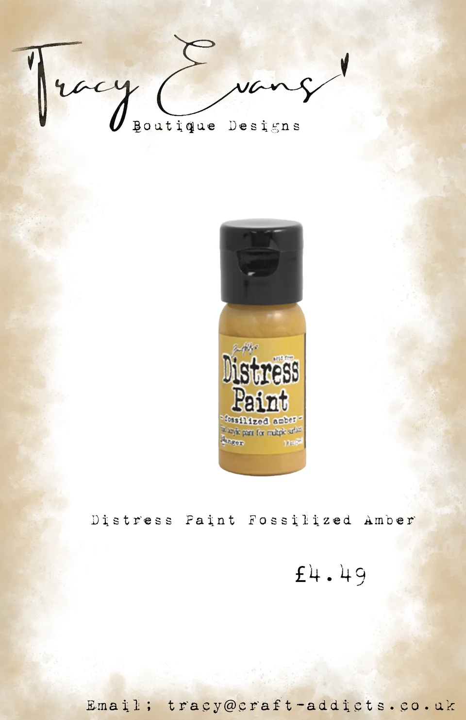Tracy Evans DI134 distress paint fossilized amber