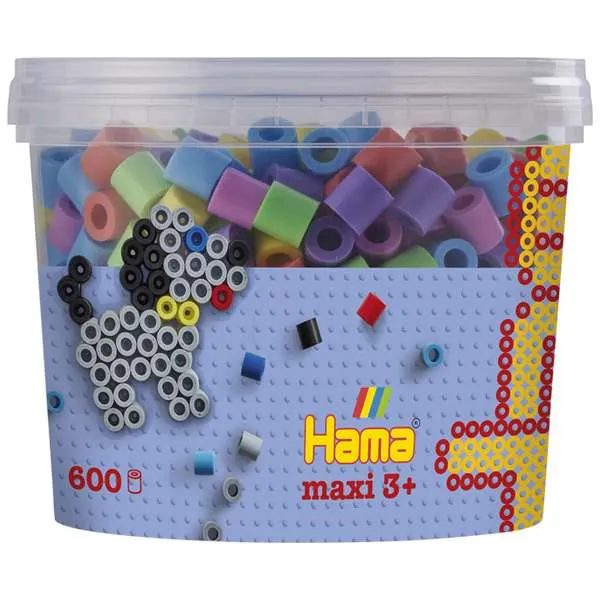 Hama Maxi pastel mix perler 600 stk boks
