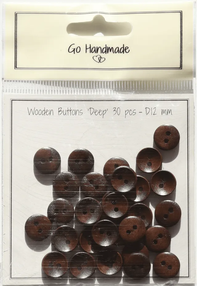 Go Handmade Deep knapp brun 12 mm 30 stk