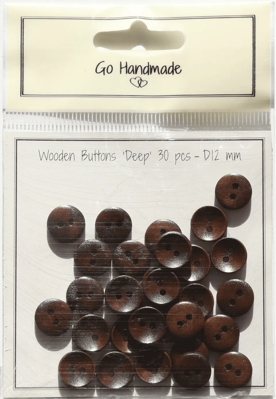 Go Handmade Deep knapper 12 mm brune 30 stk