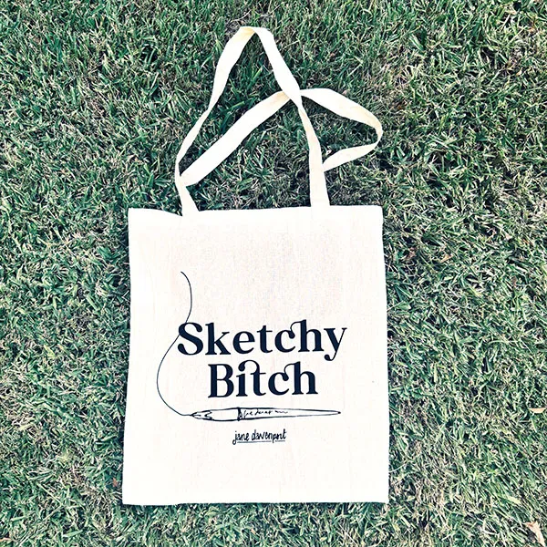 Jane Davenport Sketchy B*tch Tote Bag handlenett tekstil