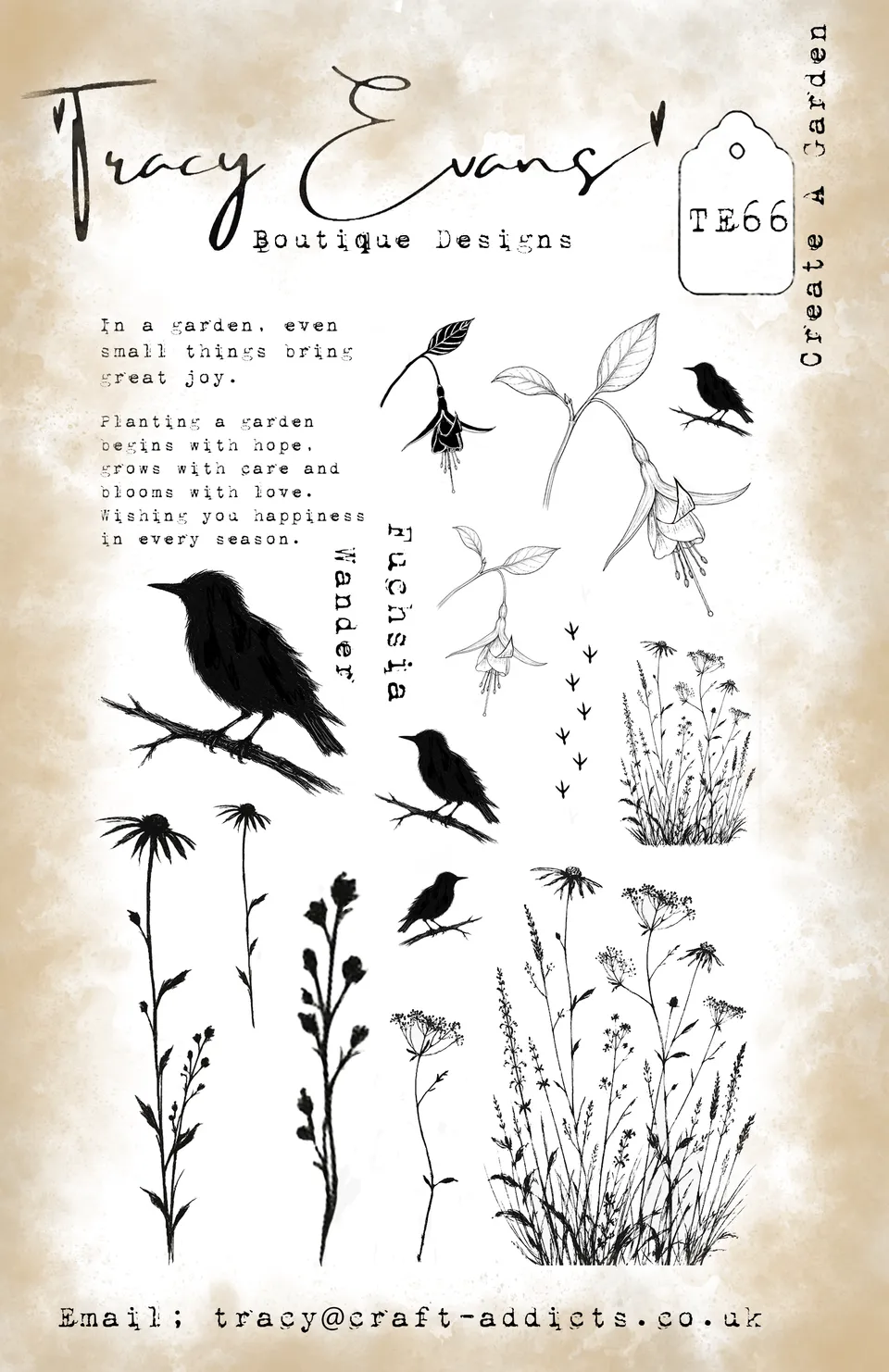 Tracy Evans Design TE066 Create A Garden stempel A5 eng