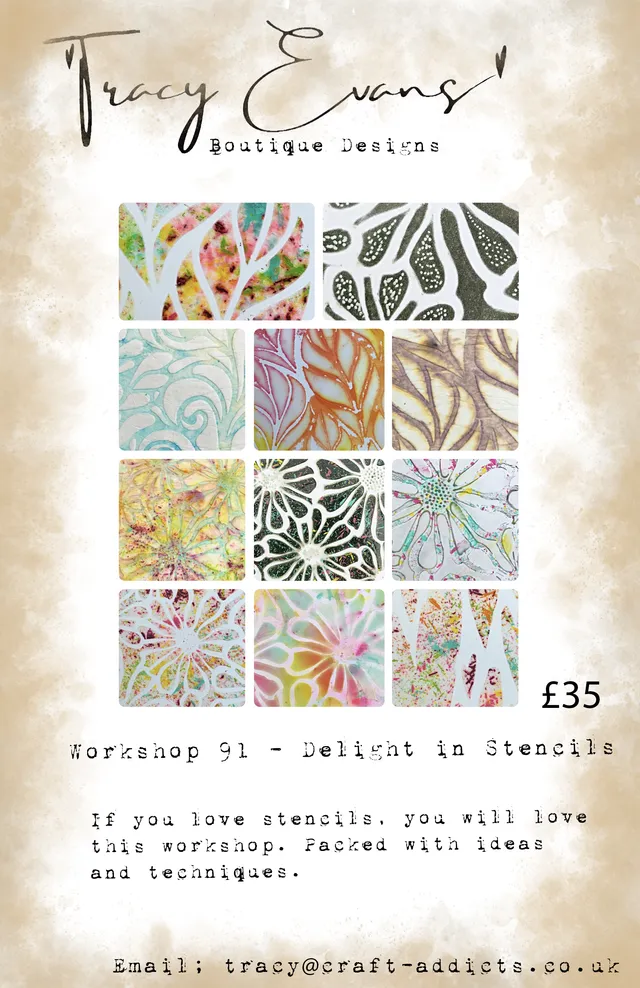 Tracy Evans Design Workshop 091 Delight In Stencils nettkurs sjablong