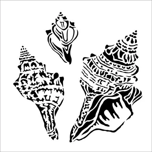 The Crafters Workshop TCW919 sjablong Conch Shells 15x15 maritim