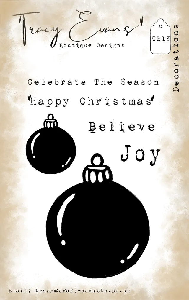 Tracy Evans Design TE018 Decorations stempel A7 jul