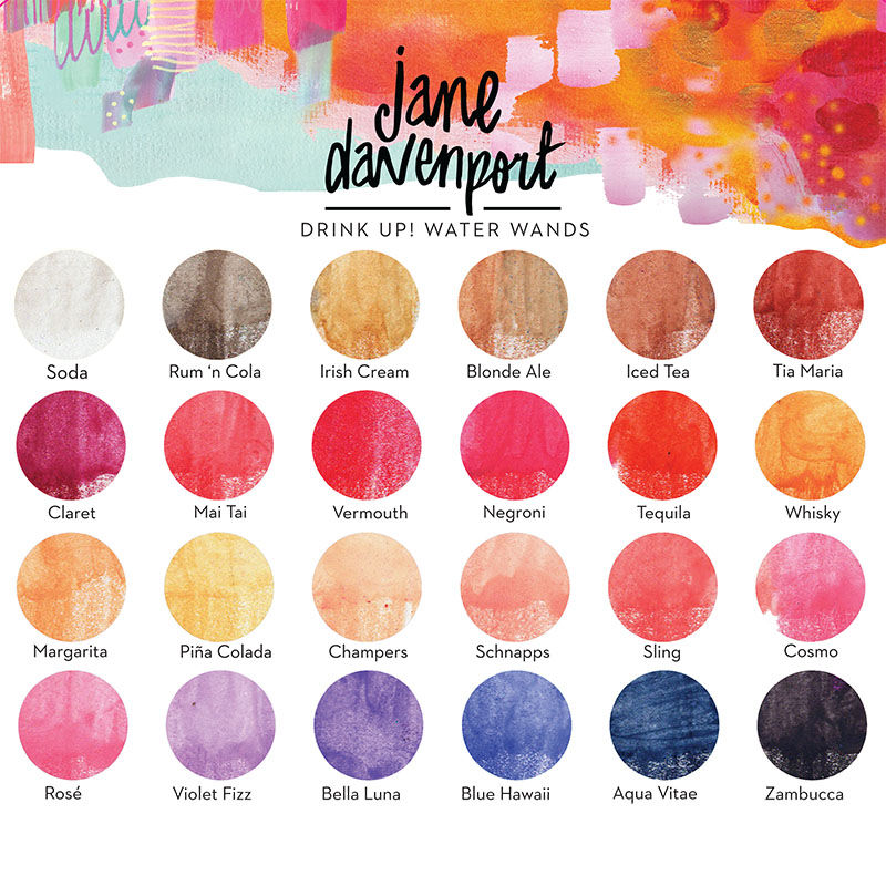Jane Davenport WaterWand Drink Up aquarellblyanter 24 varme farger