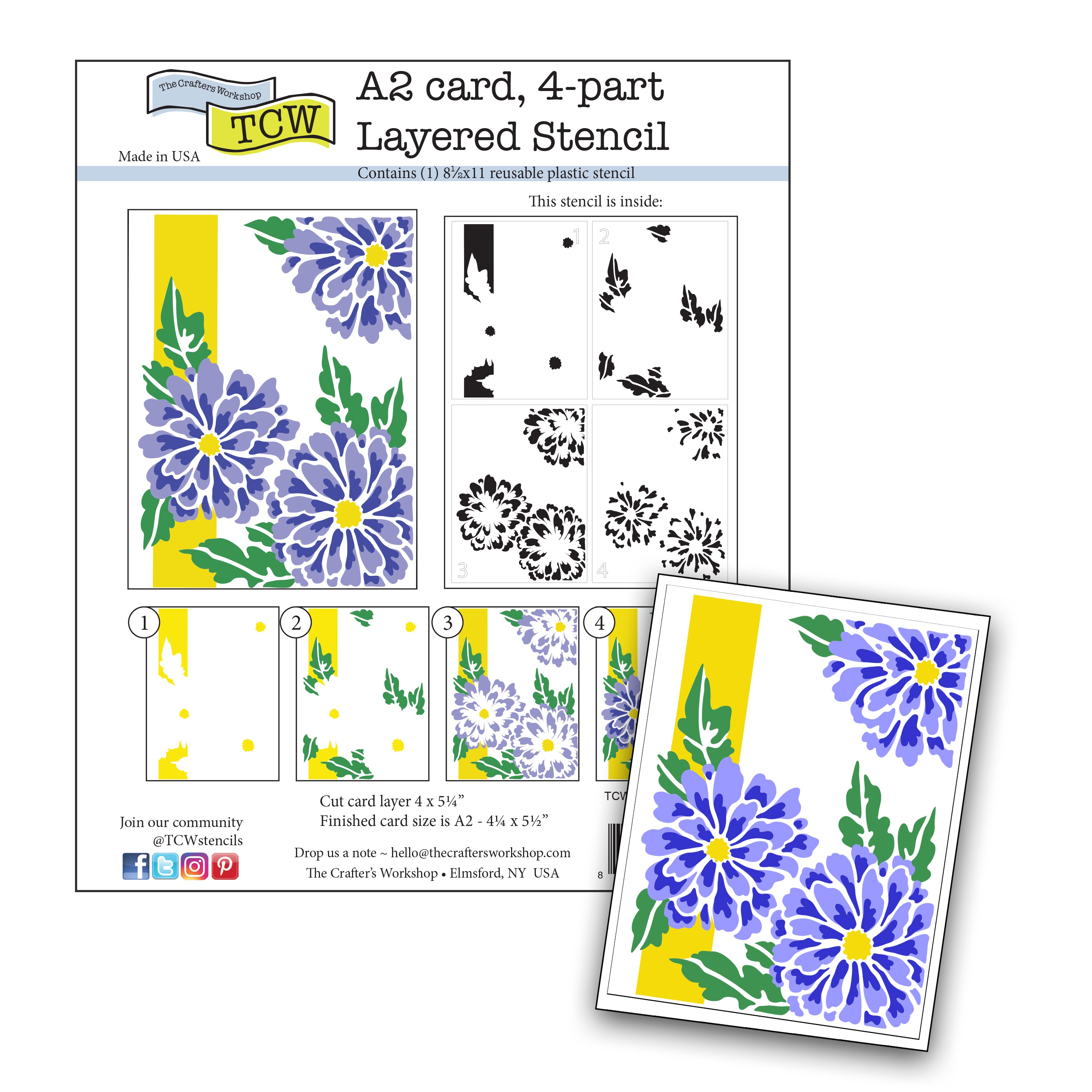 The Crafters Workshop TCW6064 A2 Daisies sjablong lagdelt