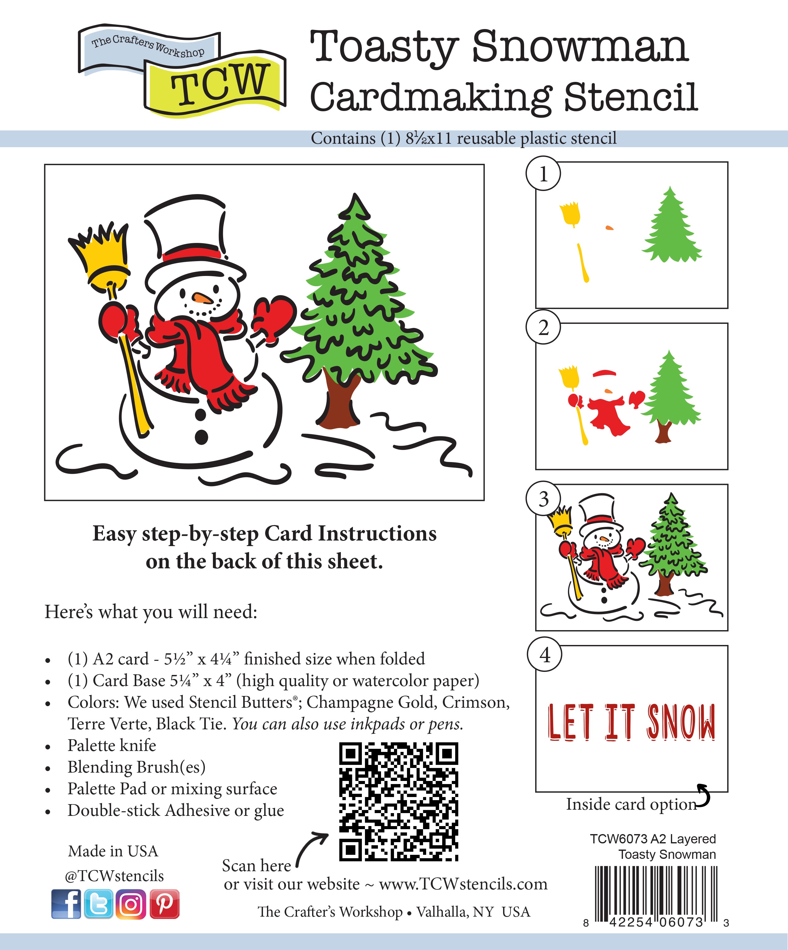 The Crafters Workshop Toasty Snowman lagdelt sjablong jul A2 snømann