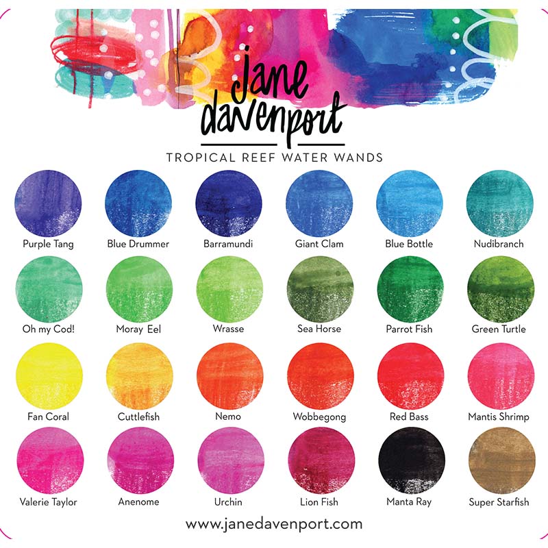 Jane Davenport WaterWand Tropical Reef akvarellblyanter 24-pakning