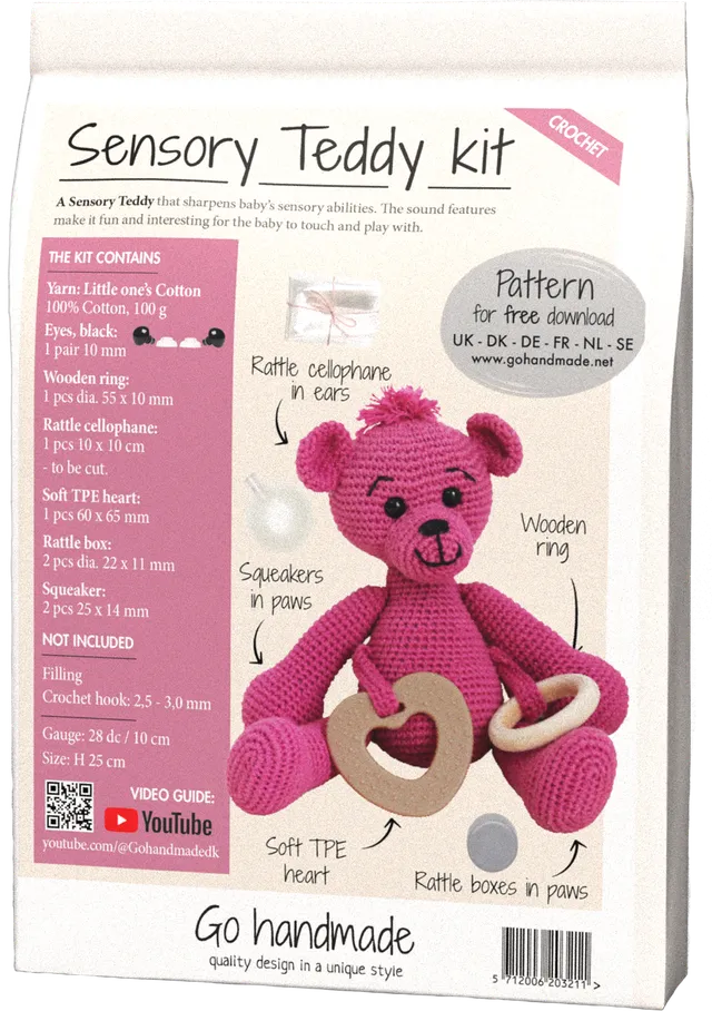 Go Handmade Sanse Teddy heklesett mørk rosa bomull