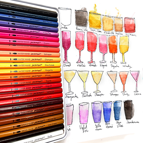 Jane Davenport WaterWand Drink Up aquarellblyanter 24 varme farger