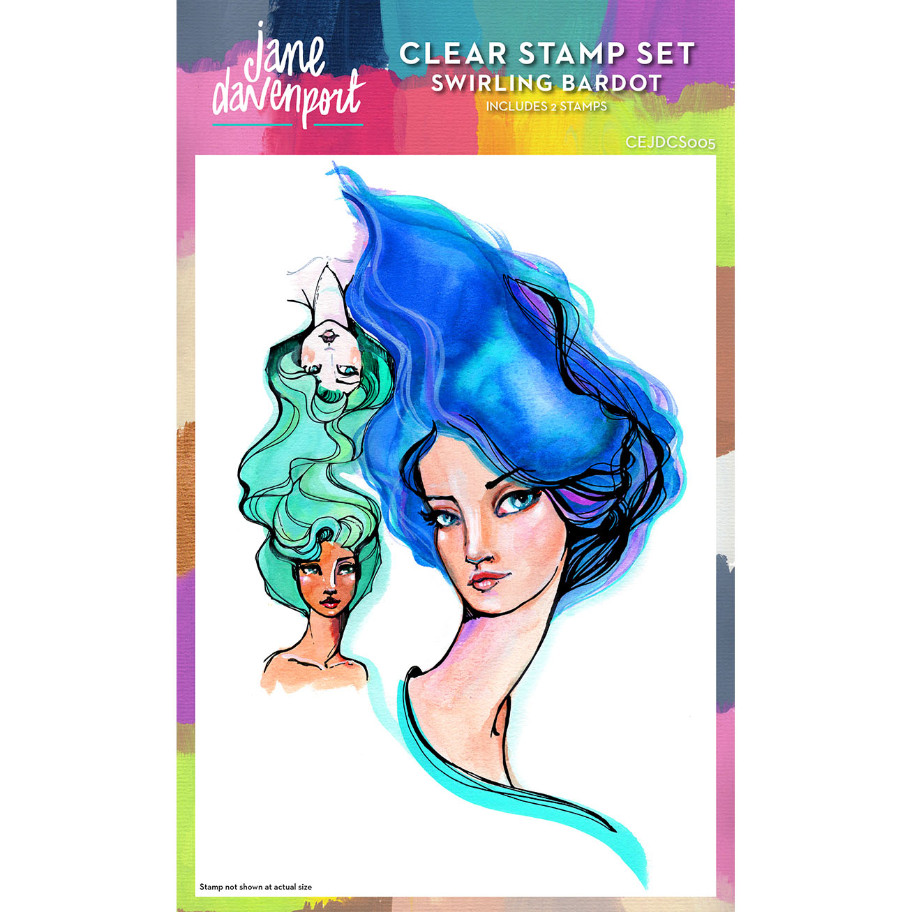 Jane Davenport Swirling Bardot clearstamp ansikt