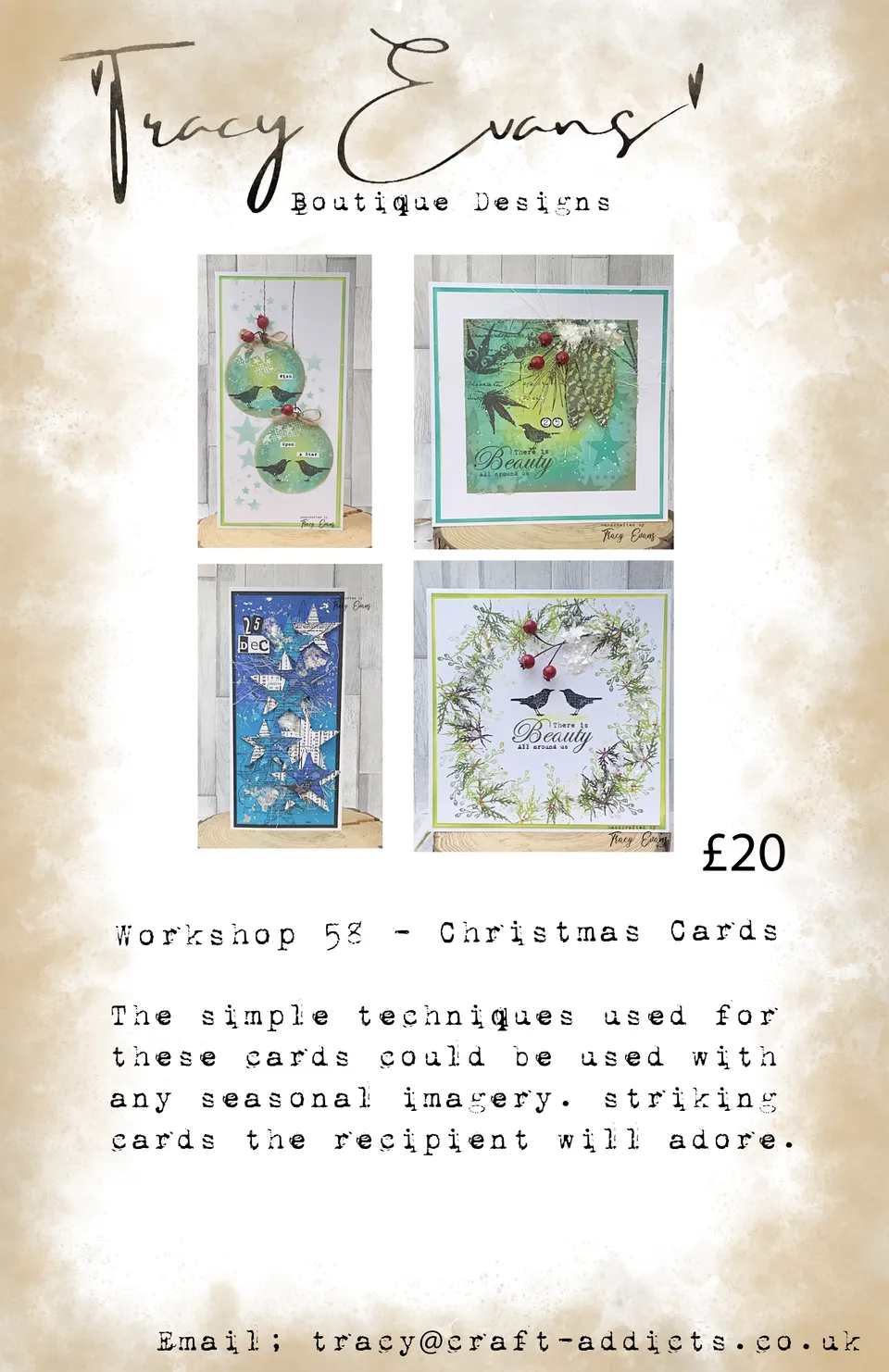 Tracy Evans Workshop 058 nettkurs christmas cards