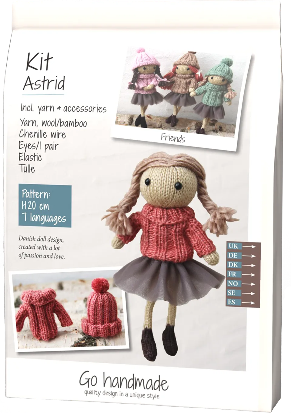 Go Handmade Astrid strikkesett med garn og tilbehør